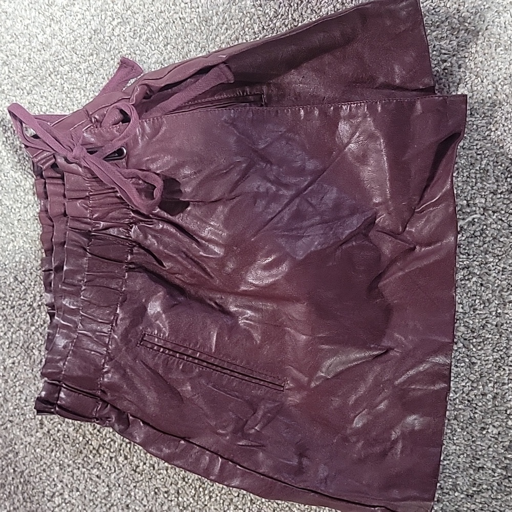Wine leather skirt